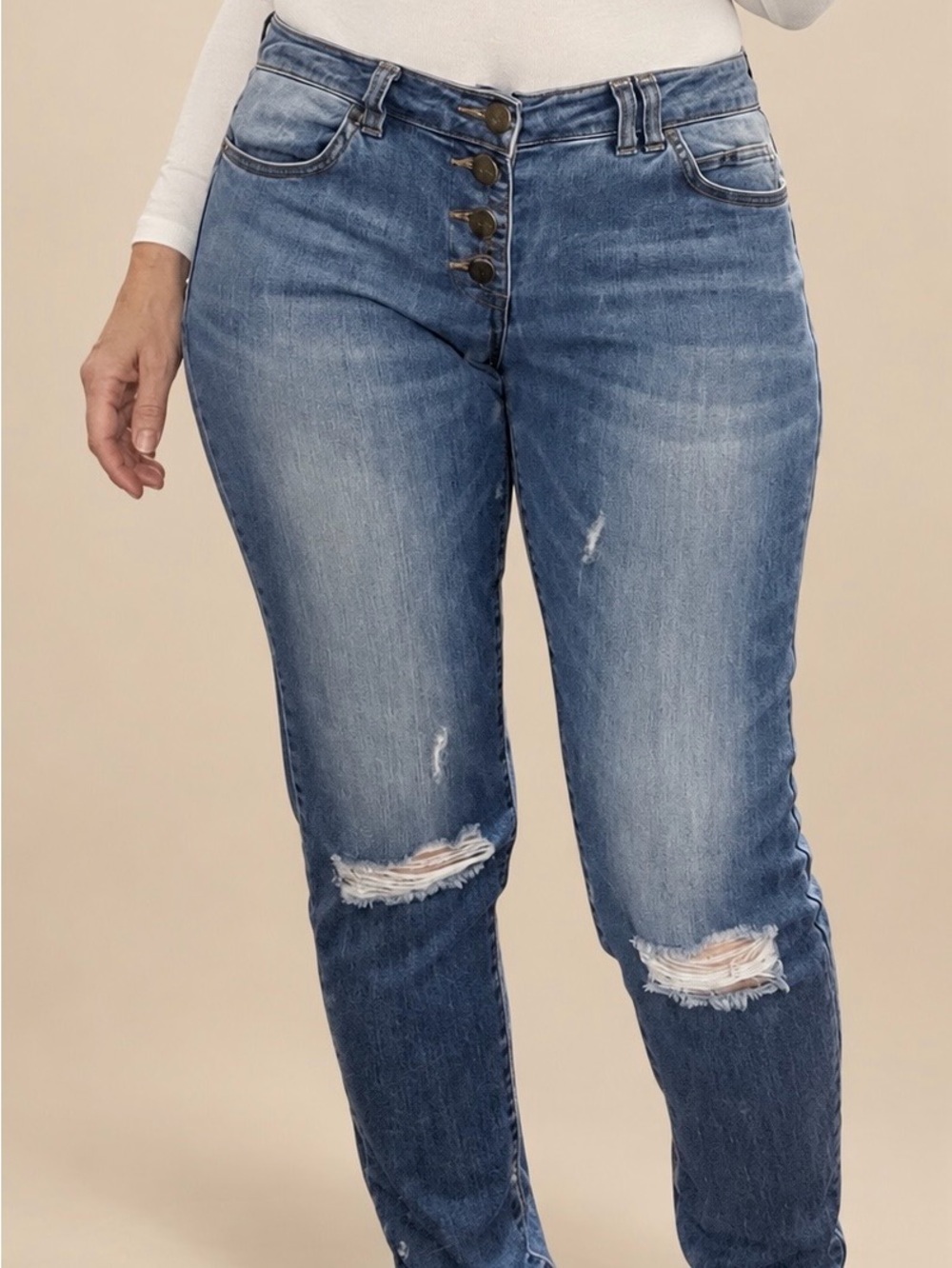 Wild Blue Skinny Crop Jeans Size 3 – Distressed Button Fly
